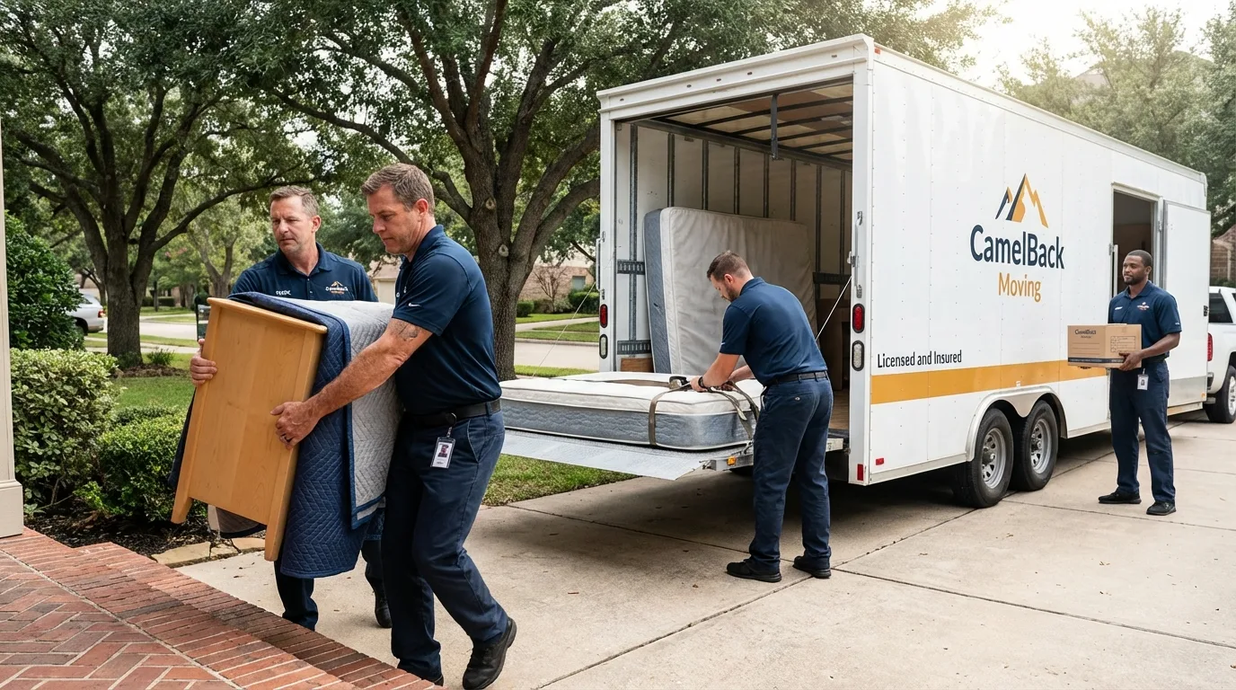 Crew loading residential truck for cross-state move from Jessup, MD